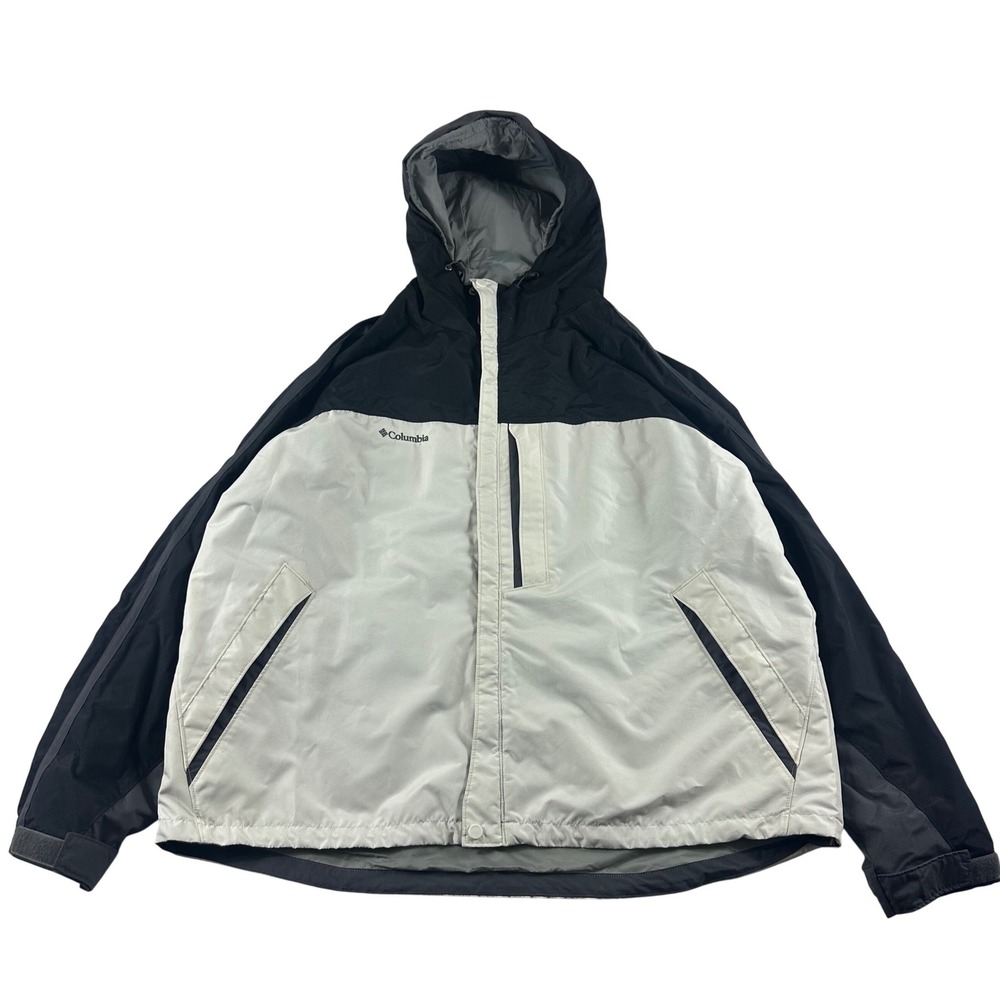 Columbia Hooded Colorblock Jacket Mens‎ XXL Black Gray Full Zip Windbreaker